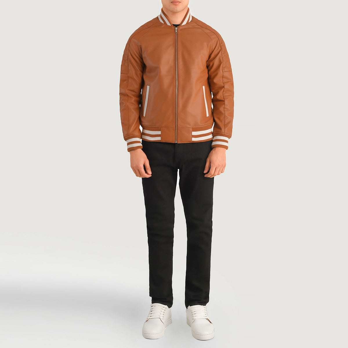 Real leather letterman discount jacket