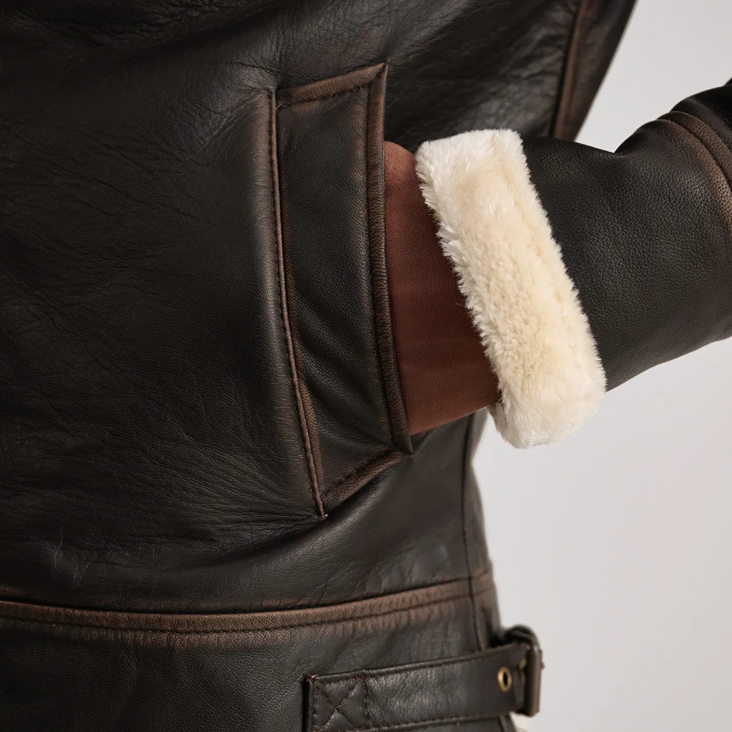 Francis B-3 Brown & Cream Leather Bomber Jacket - The Jacket Maker Francis B-3 Brown & Cream Leather Bomber Jacket - The Jacket Maker