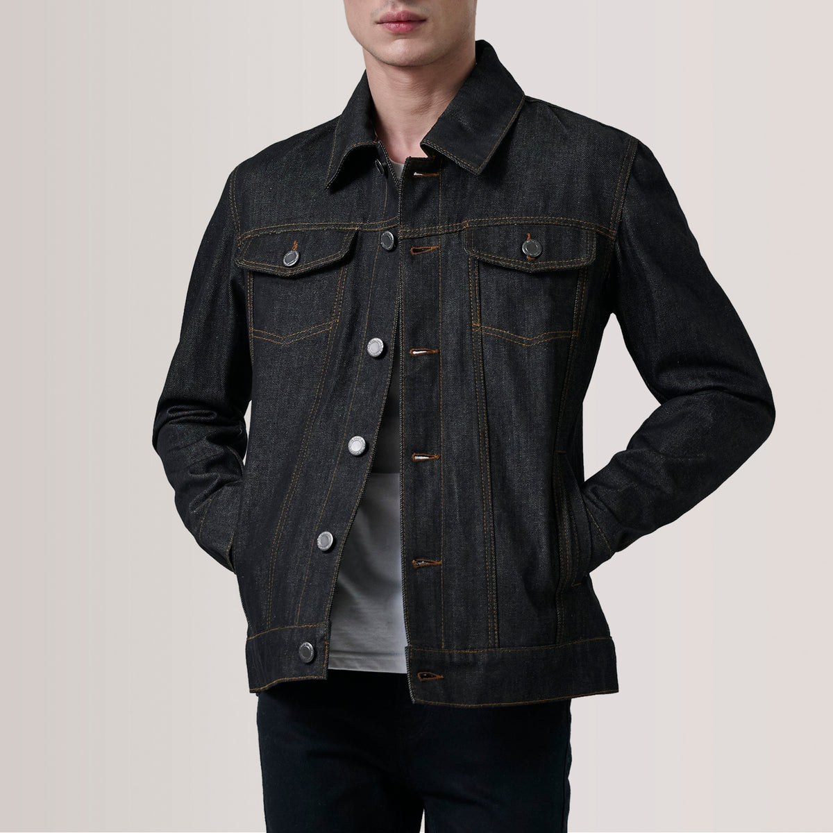 ジャケット・アウター Black Coating Trucker Denim Jacket Men_sConardFadedBlackDenimTruc