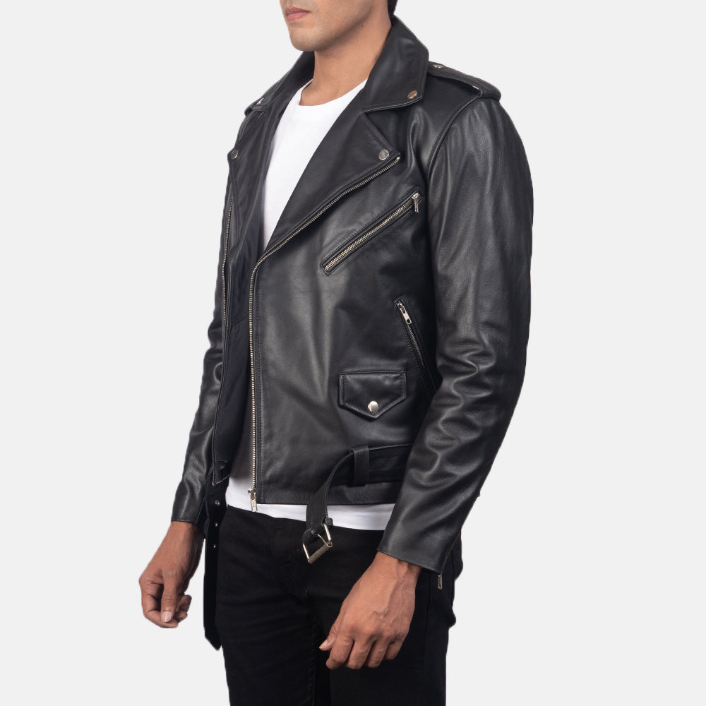 Men s Allaric Alley Black Leather Biker Jacket The Jacket Maker