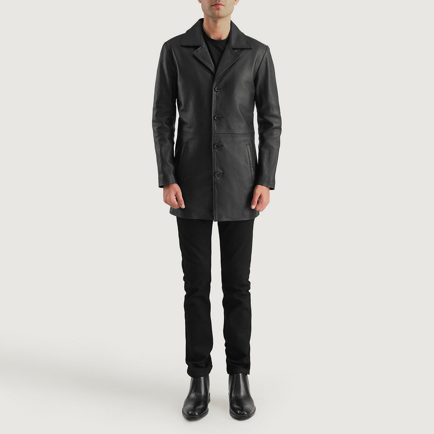 Mens leather hotsell dress coat