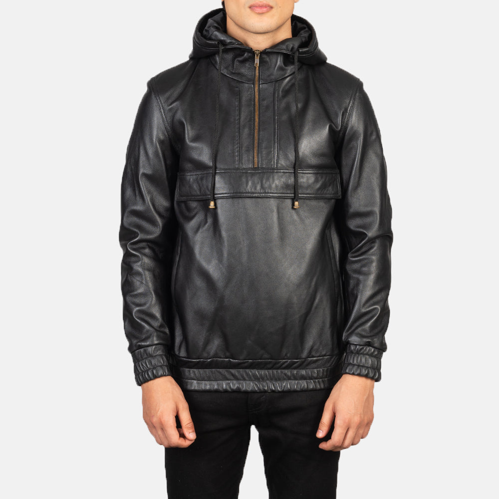 ジャケット・アウター archive hoodie leather jacket darkwear Hadley Leather Hoody Jacket / Black – J.Lindeberg EU