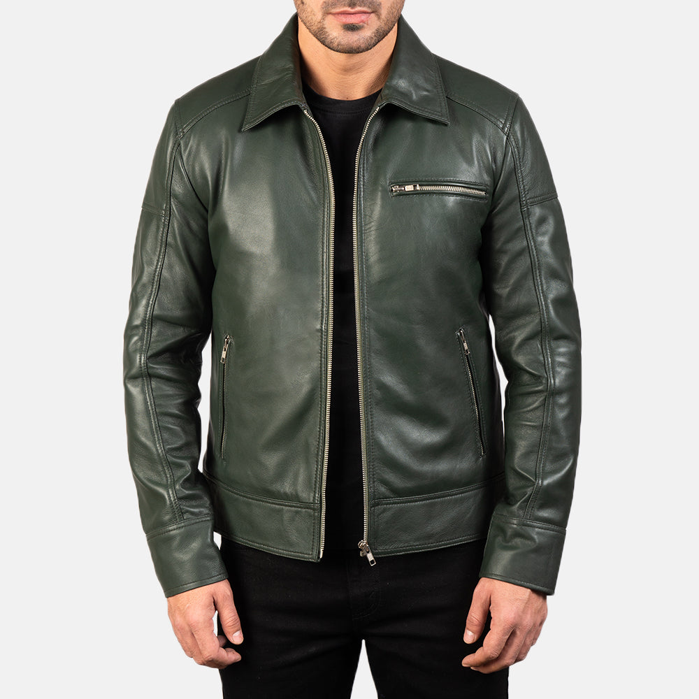 Men's Lavendard Green Leather Biker Jacket – The Jacket Maker