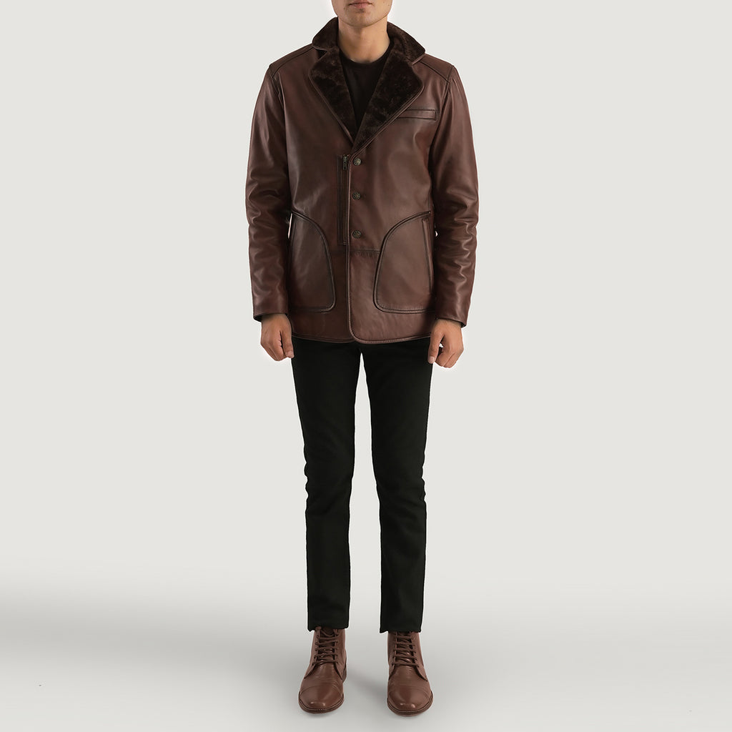 Fur leather cheap jacket mens