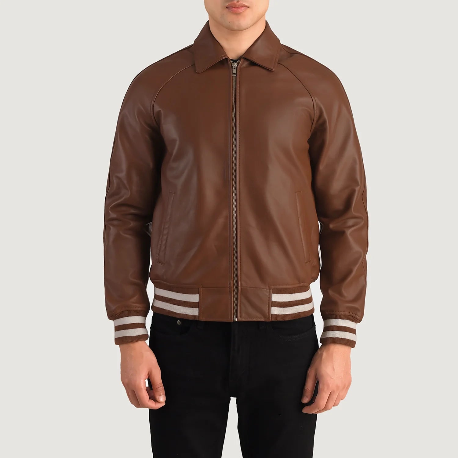 Walton Brown Leather Varsity Jacket For Men The Jacket Maker