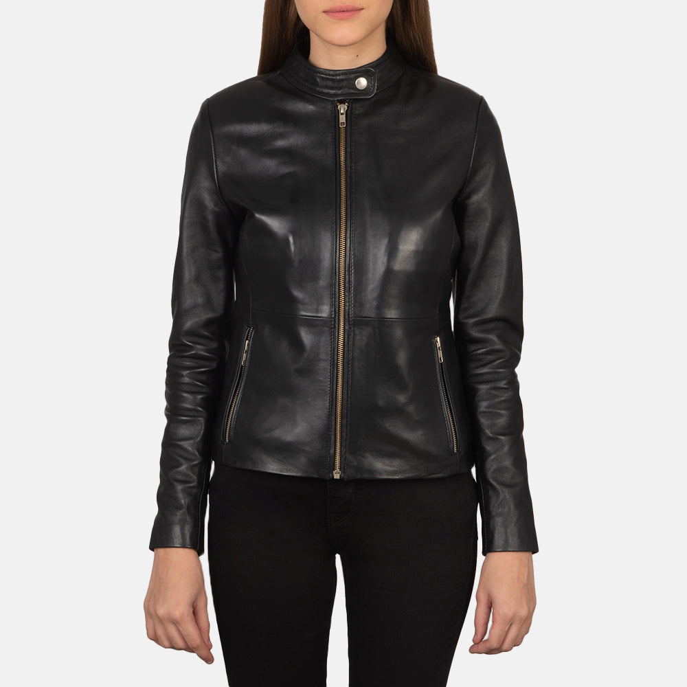 Genuine leather moto jacket women clearance