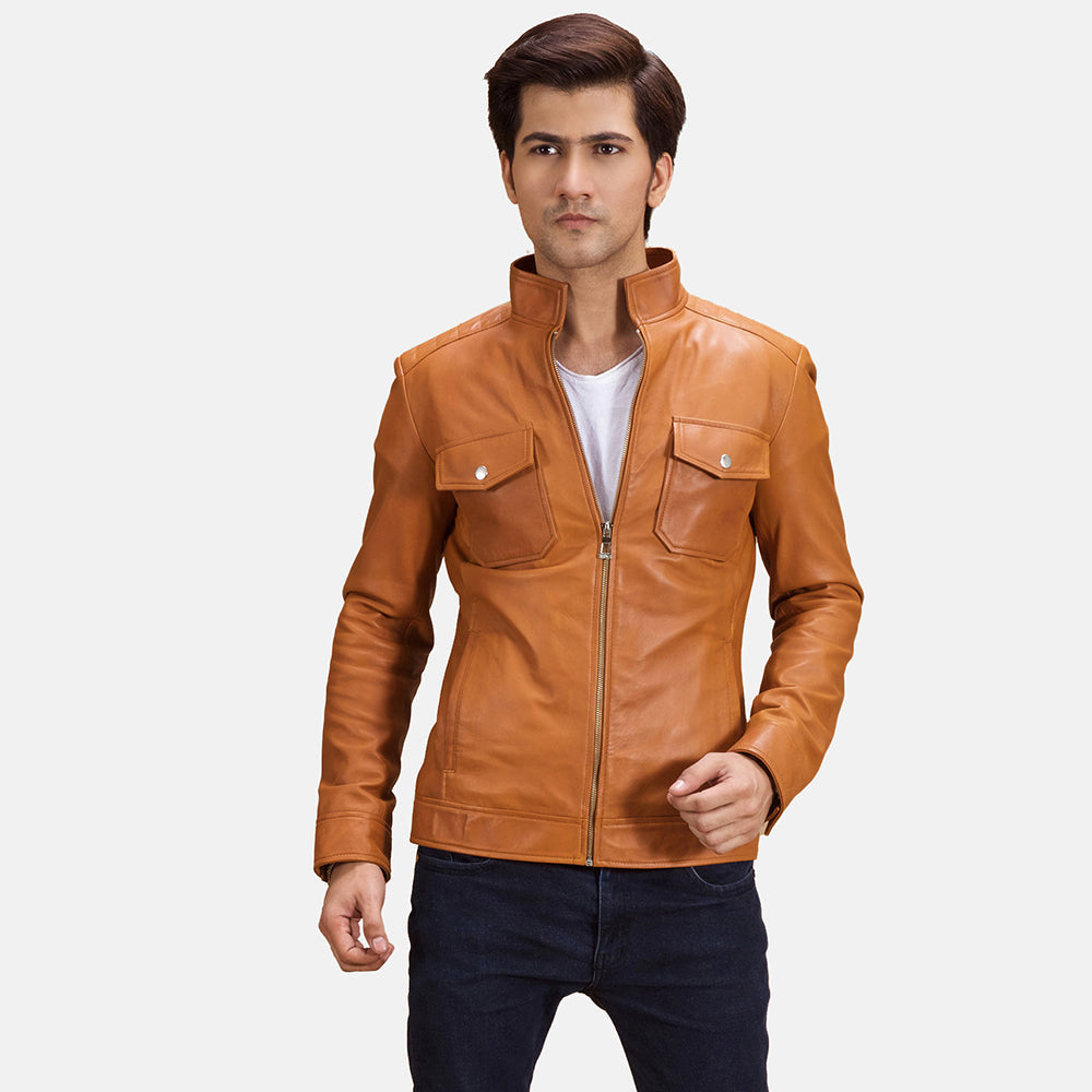 Tan Leather Motorcycle Jackets For Men Buy Men s Tan Leather Motorcycle Jackets in Singapore The Jacket Maker