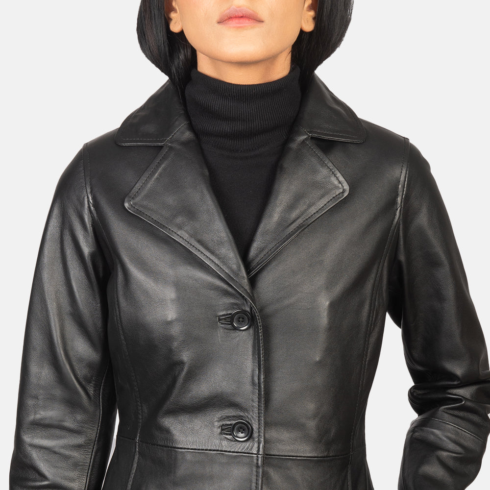 Women's Alexis Black Single Breasted Leather Coat – The Jacket Maker