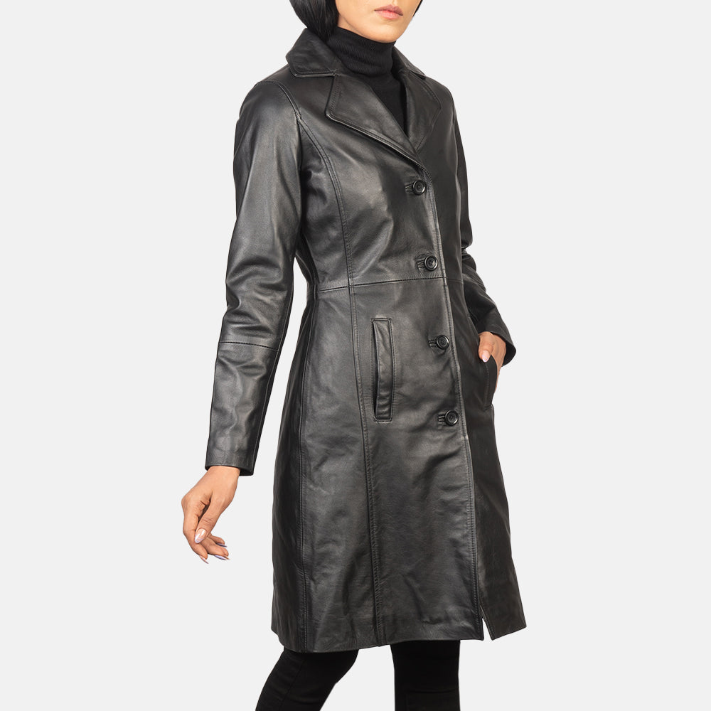 Women's Alexis Black Single Breasted Leather Coat – The Jacket Maker