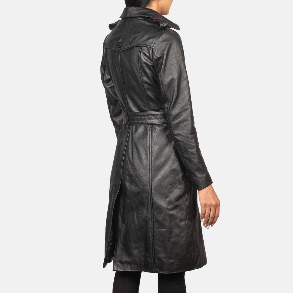Women's Alice Black Double Breasted Leather Coat – The Jacket Maker