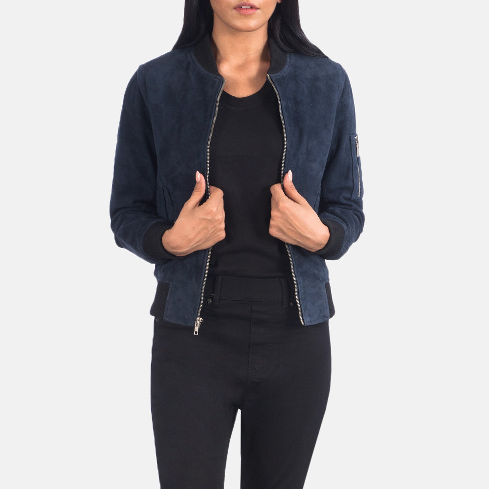 Dark blue bomber jacket womens store