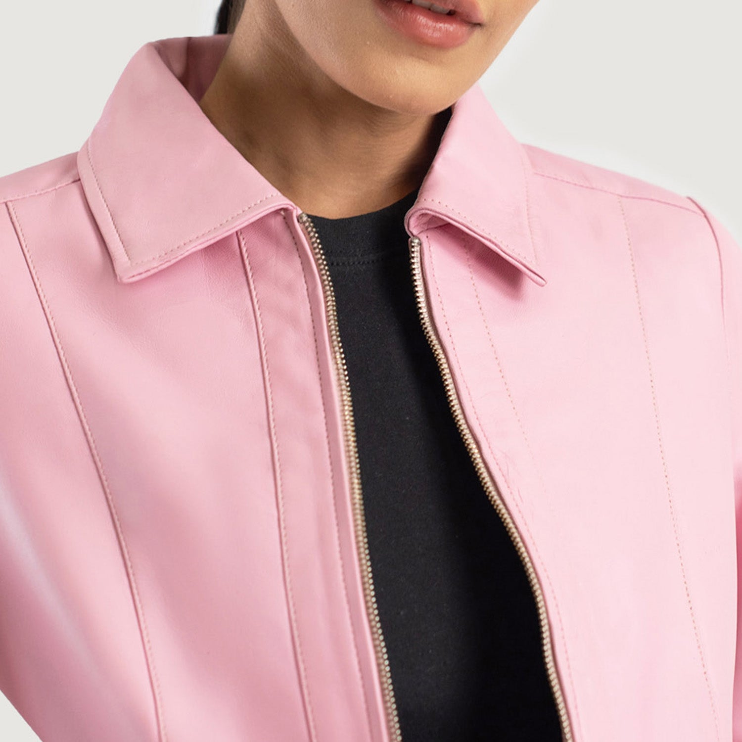Women's Vixen Pink Classic Collar Leather Jacket – The