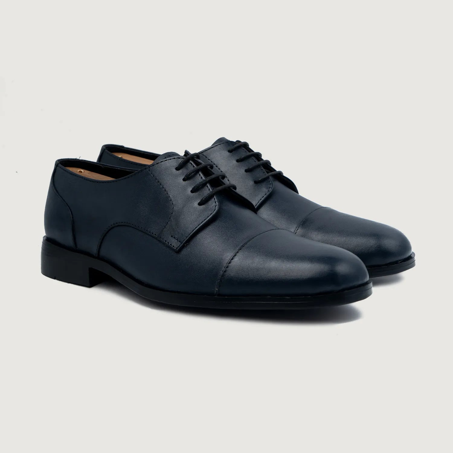 Men's Attorney Derby Midnight Blue Leather Shoes – The Jacket Maker