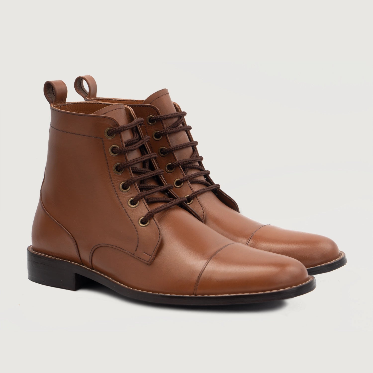 Men s Knight Derby Tan Leather Boots The Jacket Maker