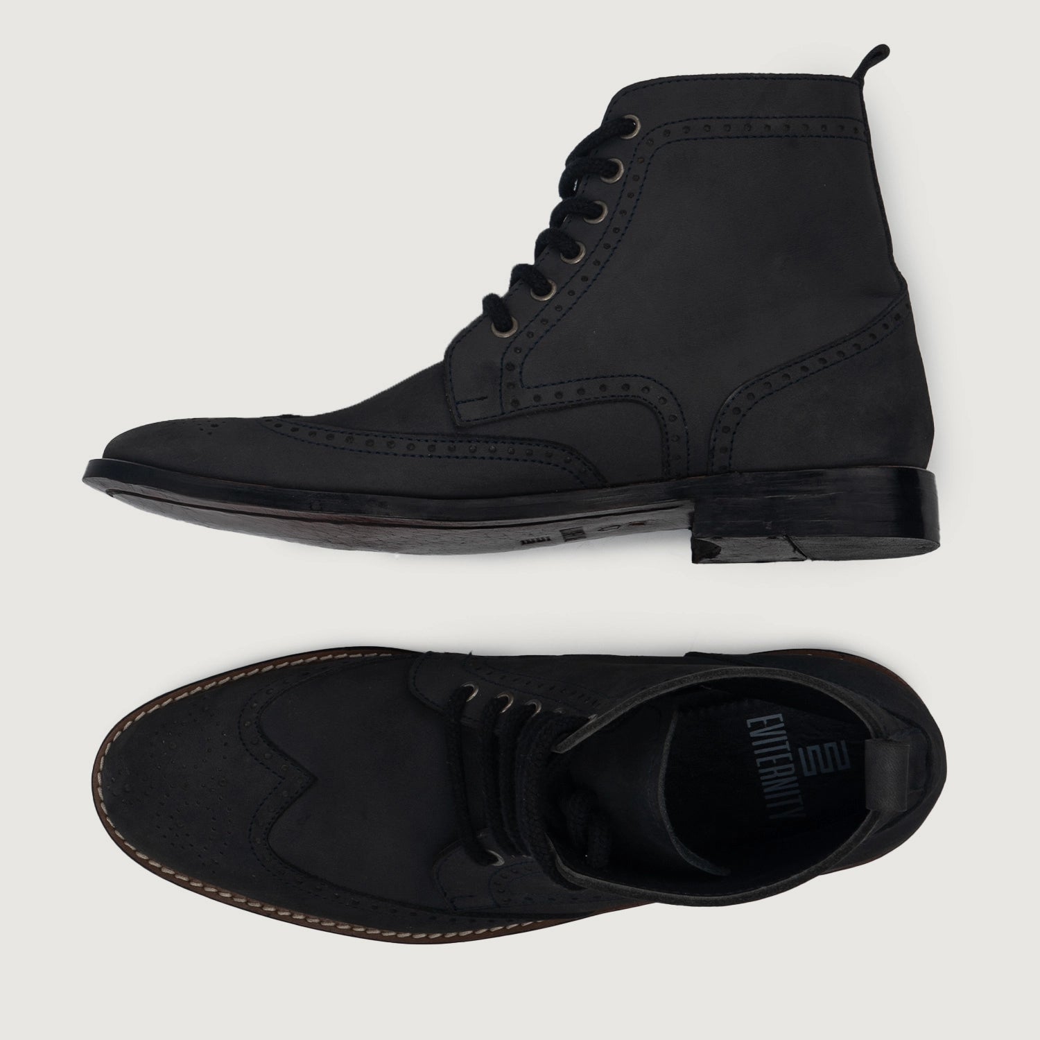 Men s Duster Brogues Derby Black Nubuck Leather Boots The Jacket Maker