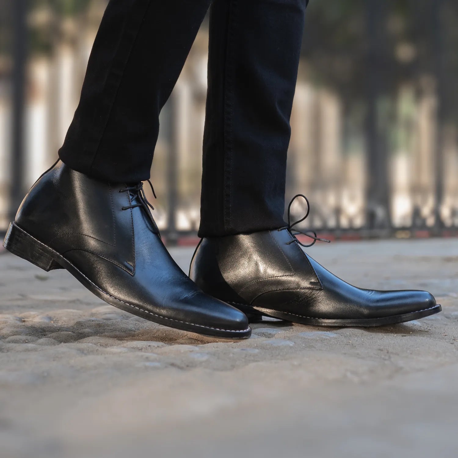 Men s Corry Chukka Black Leather Boots The Jacket Maker