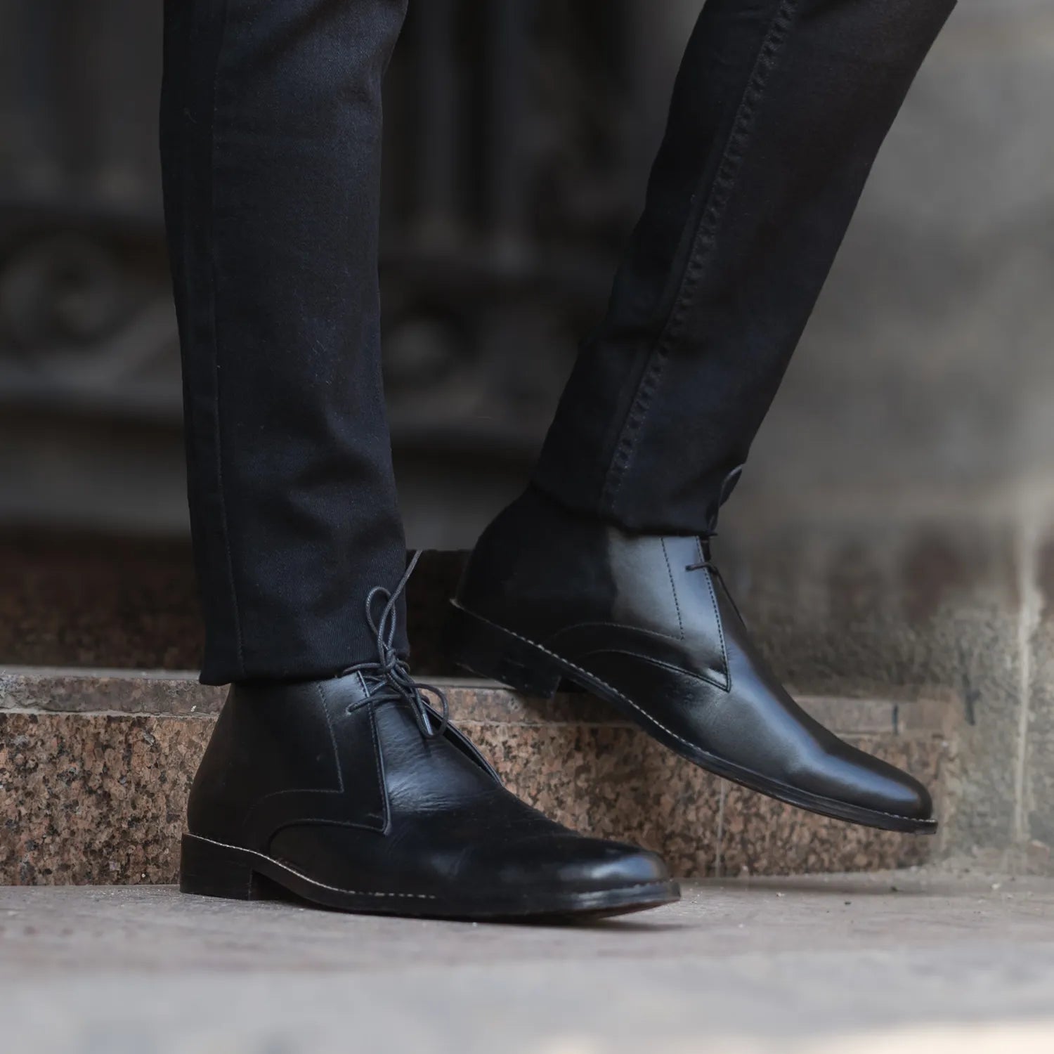 Men s Corry Chukka Black Leather Boots The Jacket Maker