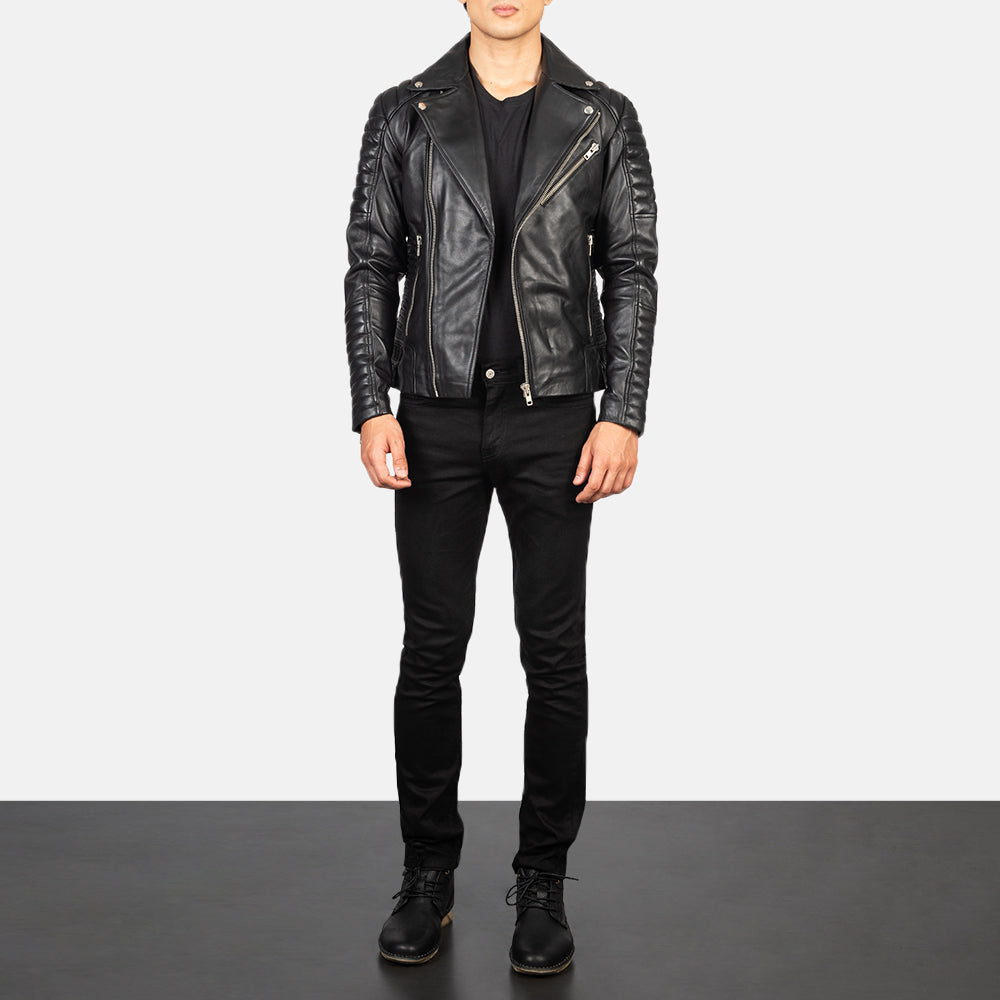 Mens black shop leather motorcycle jackets