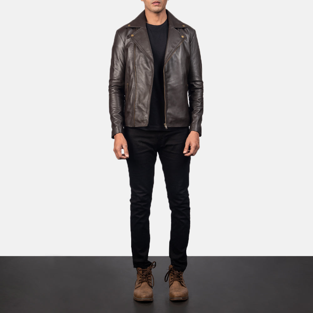 Mens leather motorbike outlet jacket