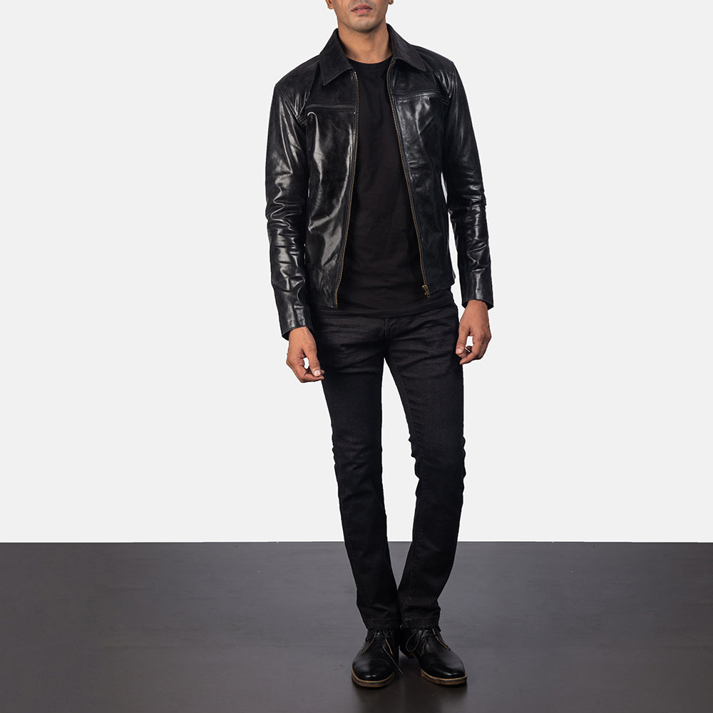Mens black leather jackets for sale on sale