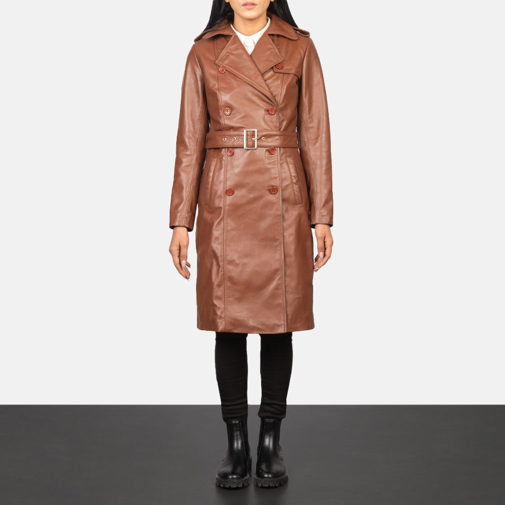 Women s Alice Brown Double Breasted Leather Coat The Jacket Maker